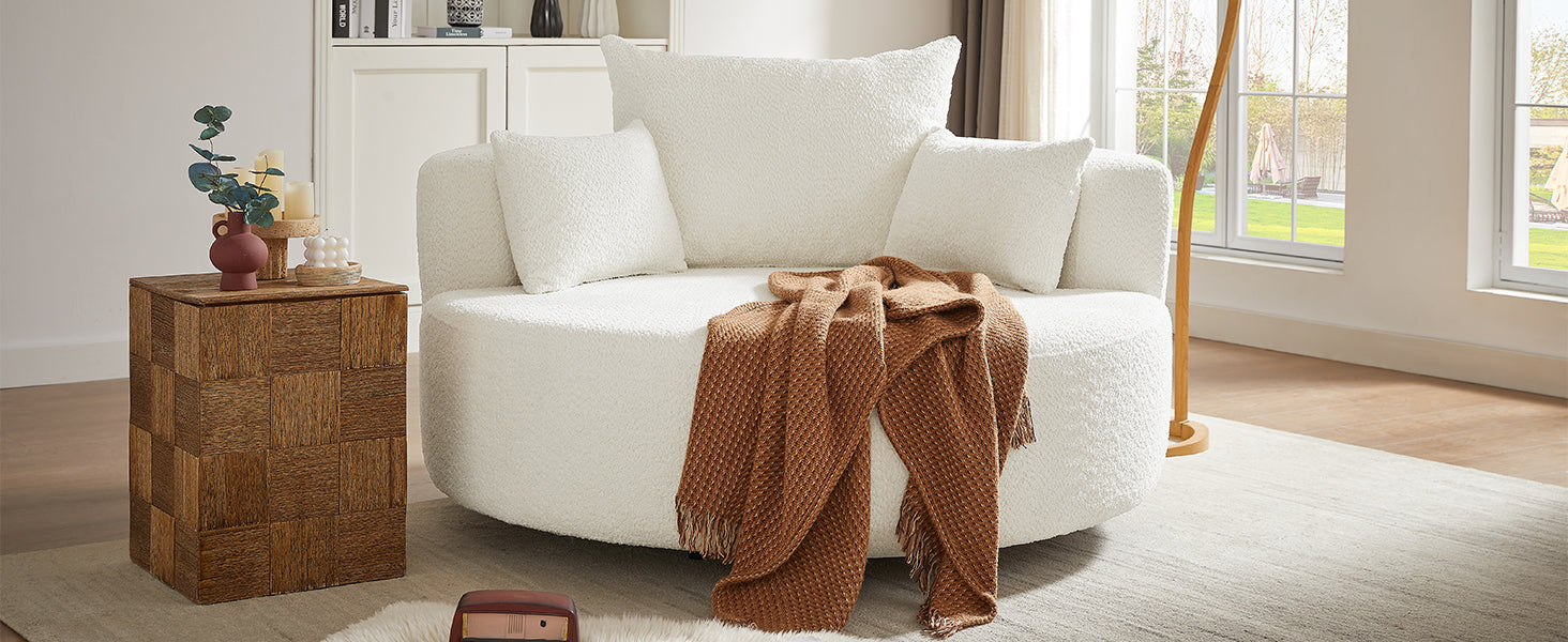 Fauteuil pivotant rond Walker Edison à 360° avec coussins