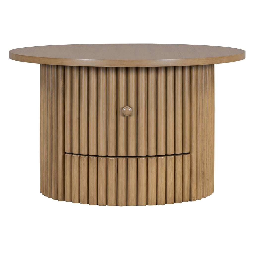 Walker Edison | Table basse ronde cannelée avec tiroir