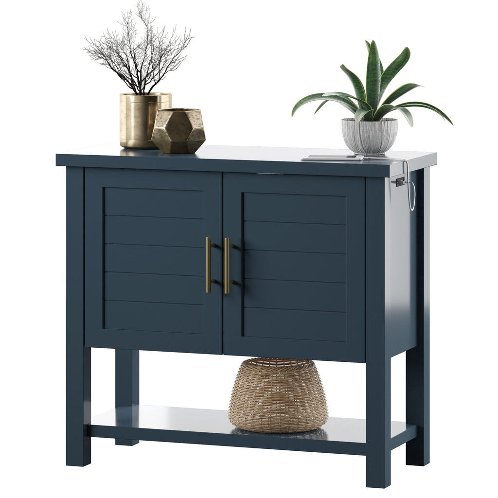 Meuble d'appoint à panneaux de style côtier avec rangement