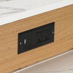 Îlot de cuisine de 181 cm avec table à manger extensible, nombreux rangements et prise électrique