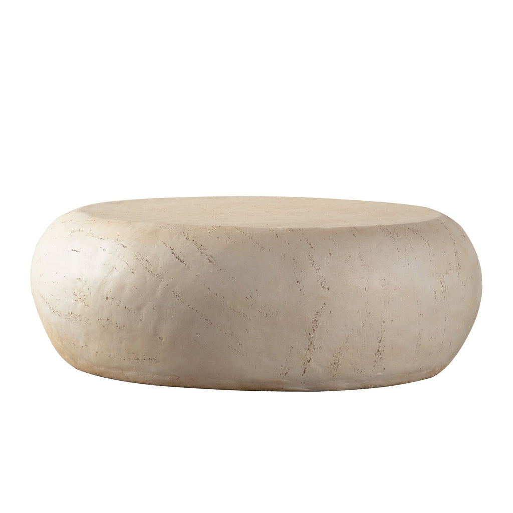 Table basse ronde en imitation pierre style milieu du siècle 