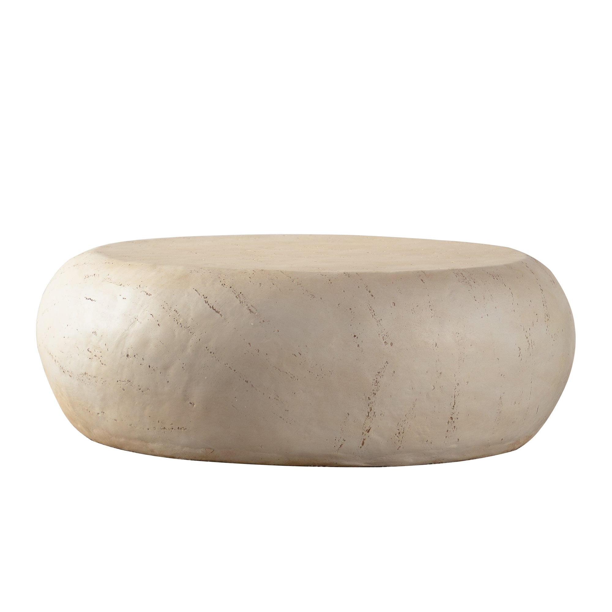 Table basse ronde en imitation pierre style milieu du siècle 