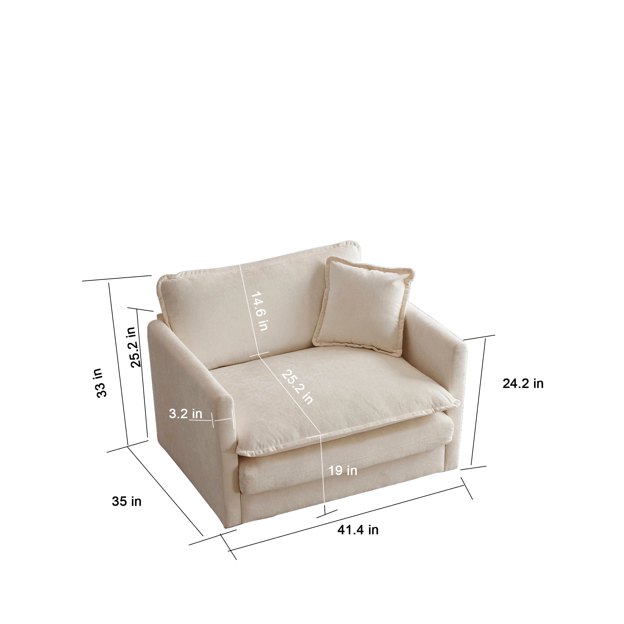 Walker Edison | Fauteuil d'appoint Cloud en chenille beige avec repose-pieds