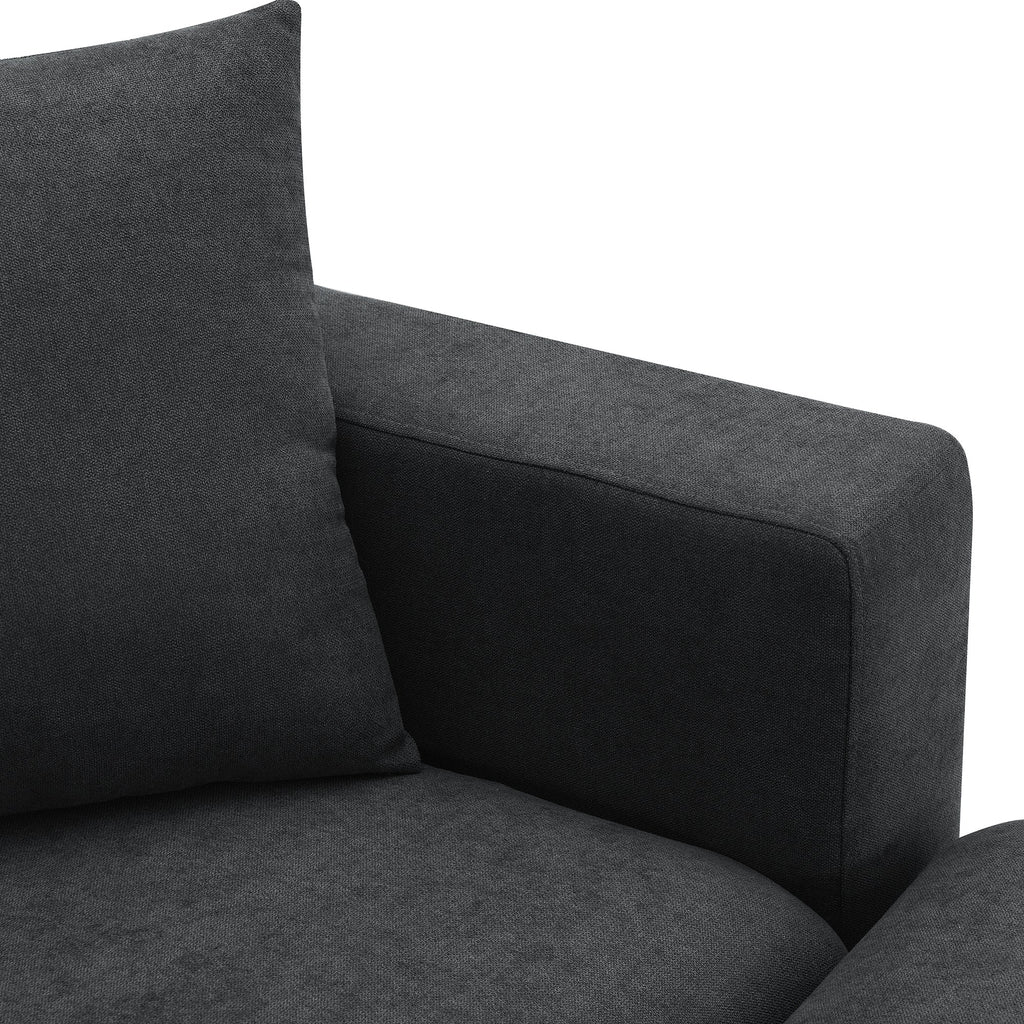 Walker Edison | Canapé d'angle moderne en chenille noire avec pouf