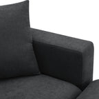 Walker Edison | Canapé d'angle moderne en chenille noire avec pouf