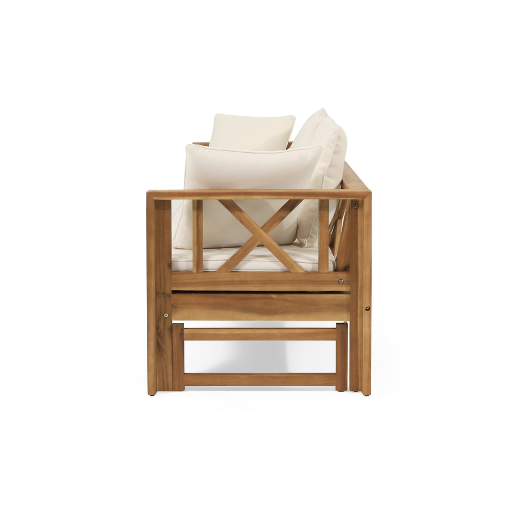 Walker Edison | Canapé-lit d'extérieur extensible en bois d'acacia 