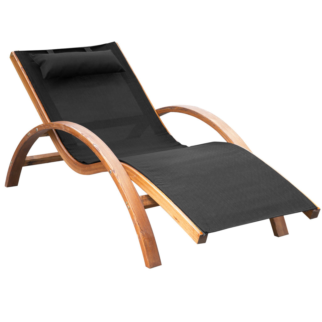 Walker Edison | Chaise longue d'extérieur en bois avec coussin intégré