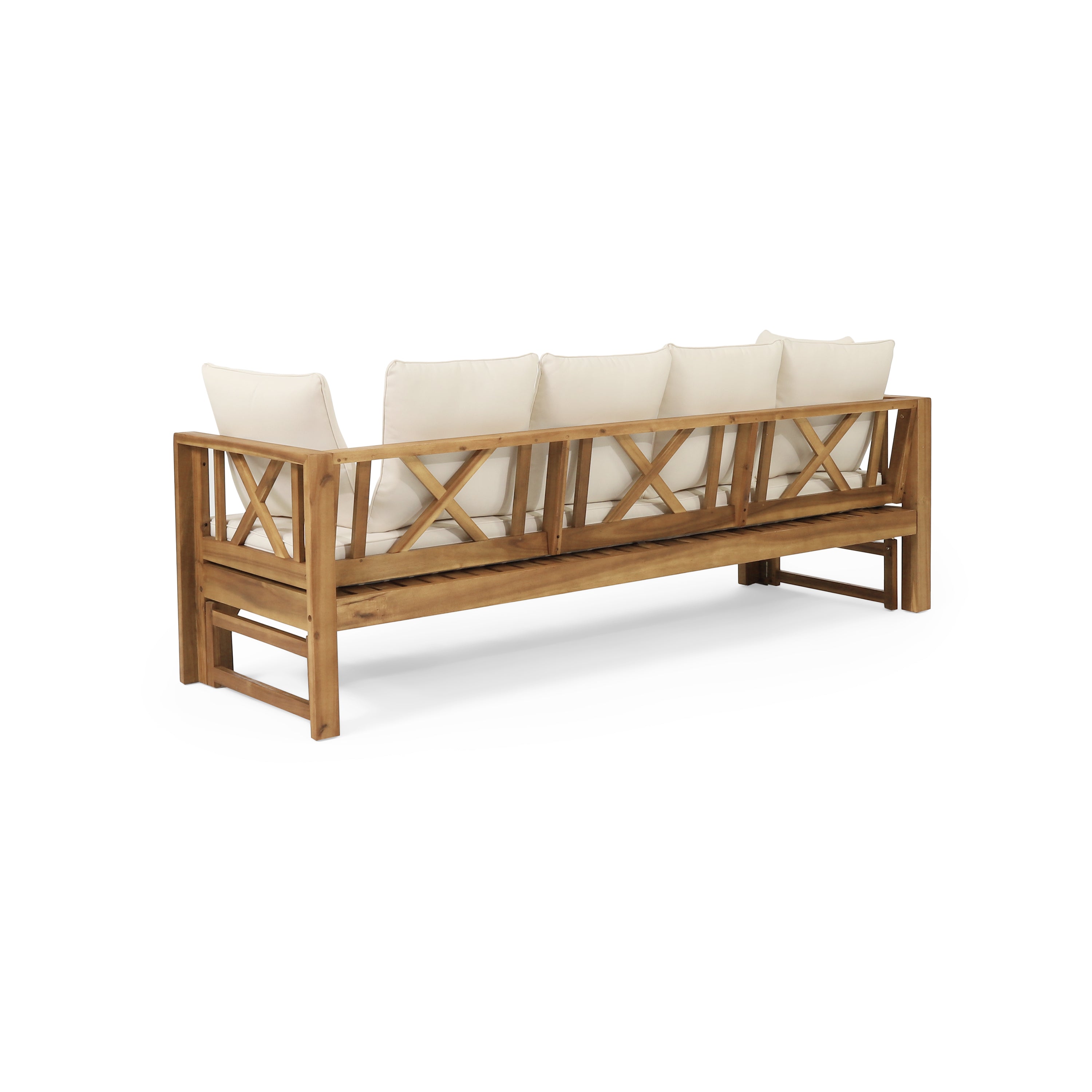 Walker Edison | Canapé-lit d'extérieur extensible en bois d'acacia 