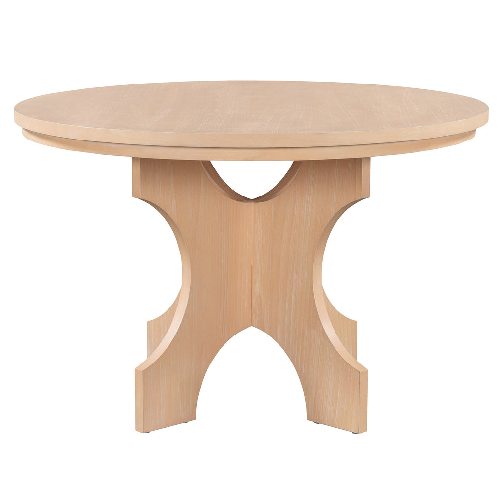 Walker Edison | Charmant ensemble de salle à manger rustique rond 5 pièces avec chaises et banc incurvé 