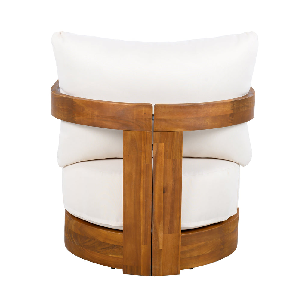 Walker Edison | Ensemble de 2 fauteuils club d'extérieur haut de gamme en bois d'acacia, design incurvé 