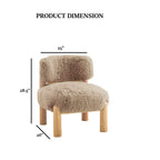 Fauteuil d'appoint contemporain en tissu peluche avec pieds en bois