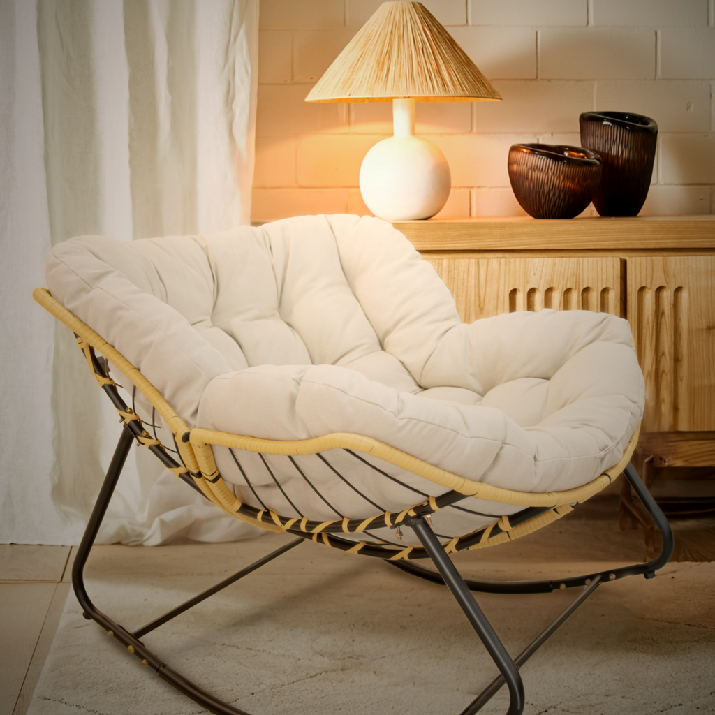 Walker Edison | Fauteuil à bascule d'extérieur Cloud Papasan en forme d'œuf 