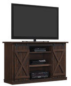 Portes coulissantes de style grange, meuble TV en peuplier de 137 cm, console multimédia
