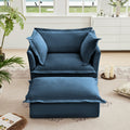 Walker Edison | Fauteuil bleu Cloud avec housse amovible et repose-pieds
