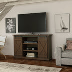 Portes coulissantes de style grange, meuble TV en peuplier de 137 cm, console multimédia