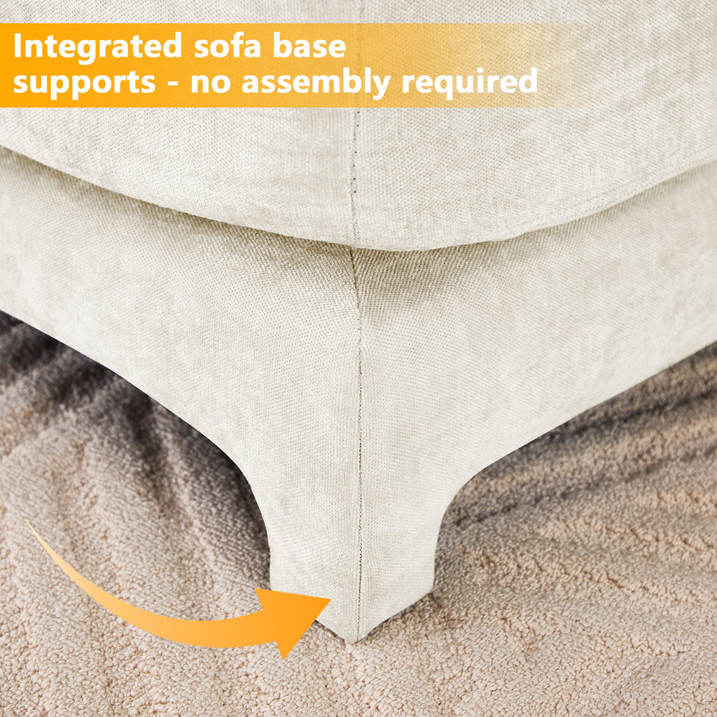 Walker Edison | Canapé d'angle en chenille et mousse haute résilience avec poufs 