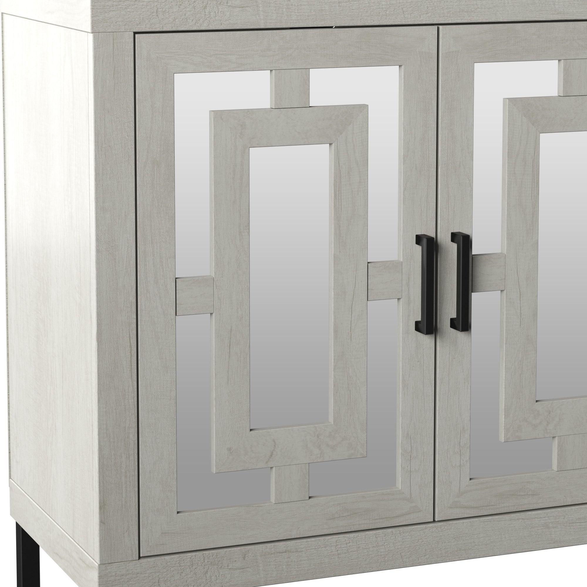 Buffet à portes miroir géométriques