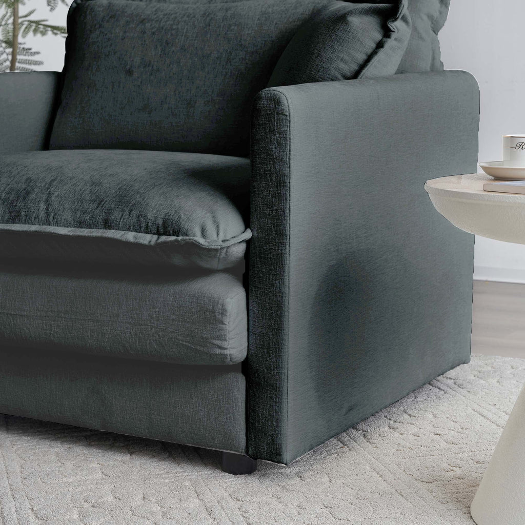 Walker Edison | Canapé d'angle modulaire confortable en forme de L Cloud avec pouf