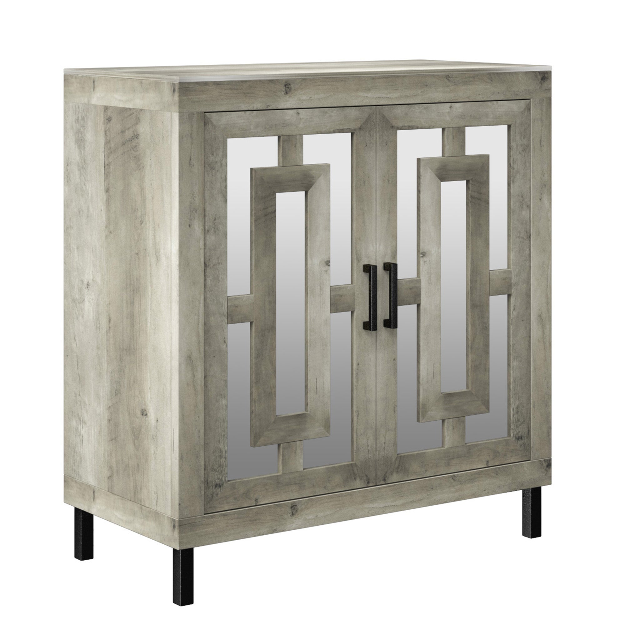 Meuble d'entrée à portes miroir finition antique