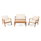 Walker Edison | Ensemble de conversation 4 places en bois d'acacia pour l'extérieur avec table basse