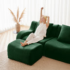 Canapé deux places Teddy en forme de L au design ergonomique incurvé 