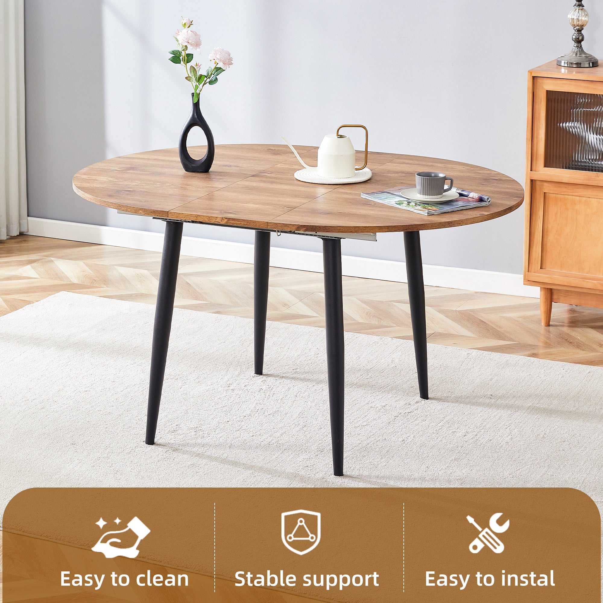 Ensemble table et chaises extensibles modernes pour 6 personnes avec chaises en PU