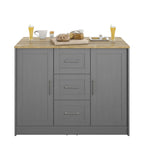 Îlot de cuisine classique et moderne avec plan de travail en bois massif