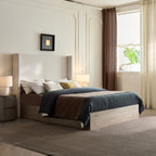 Walker Edison | Lit Shelton 54' Queen capitonné avec tête de lit à oreilles et sommier en bois