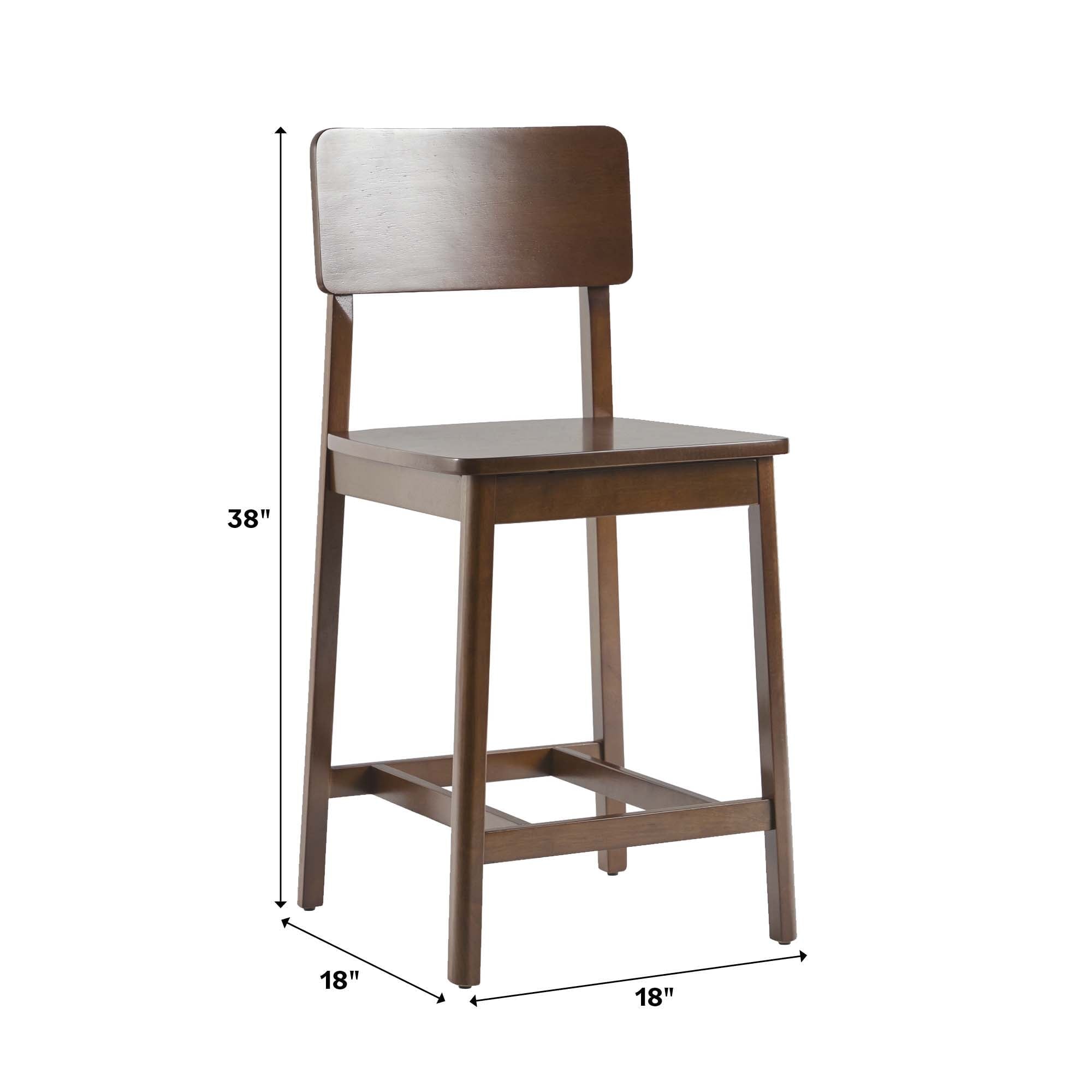 Tabouret de bar minimaliste en bois massif, lot de 2