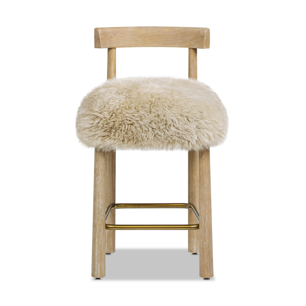 Tabouret de bar Arden 27,5 cm en fourrure véritable, hauteur comptoir
