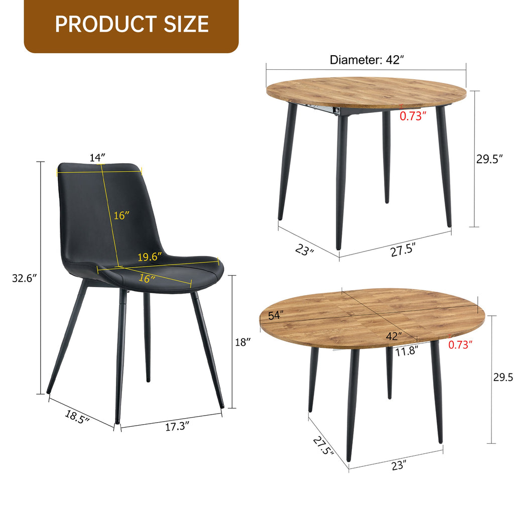Ensemble table et chaises extensibles modernes pour 6 personnes avec chaises en PU