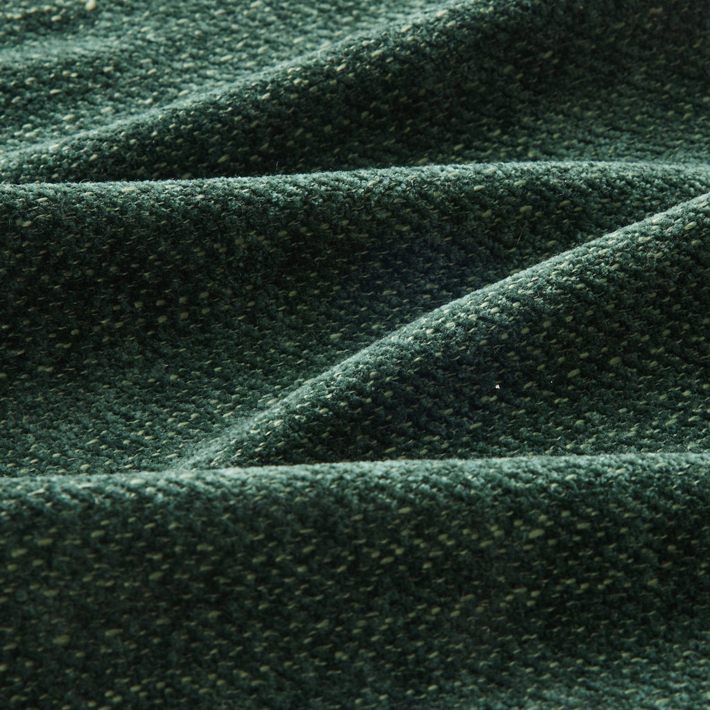 Canapé d'angle deux places en chenille capitonnée avec pouf 