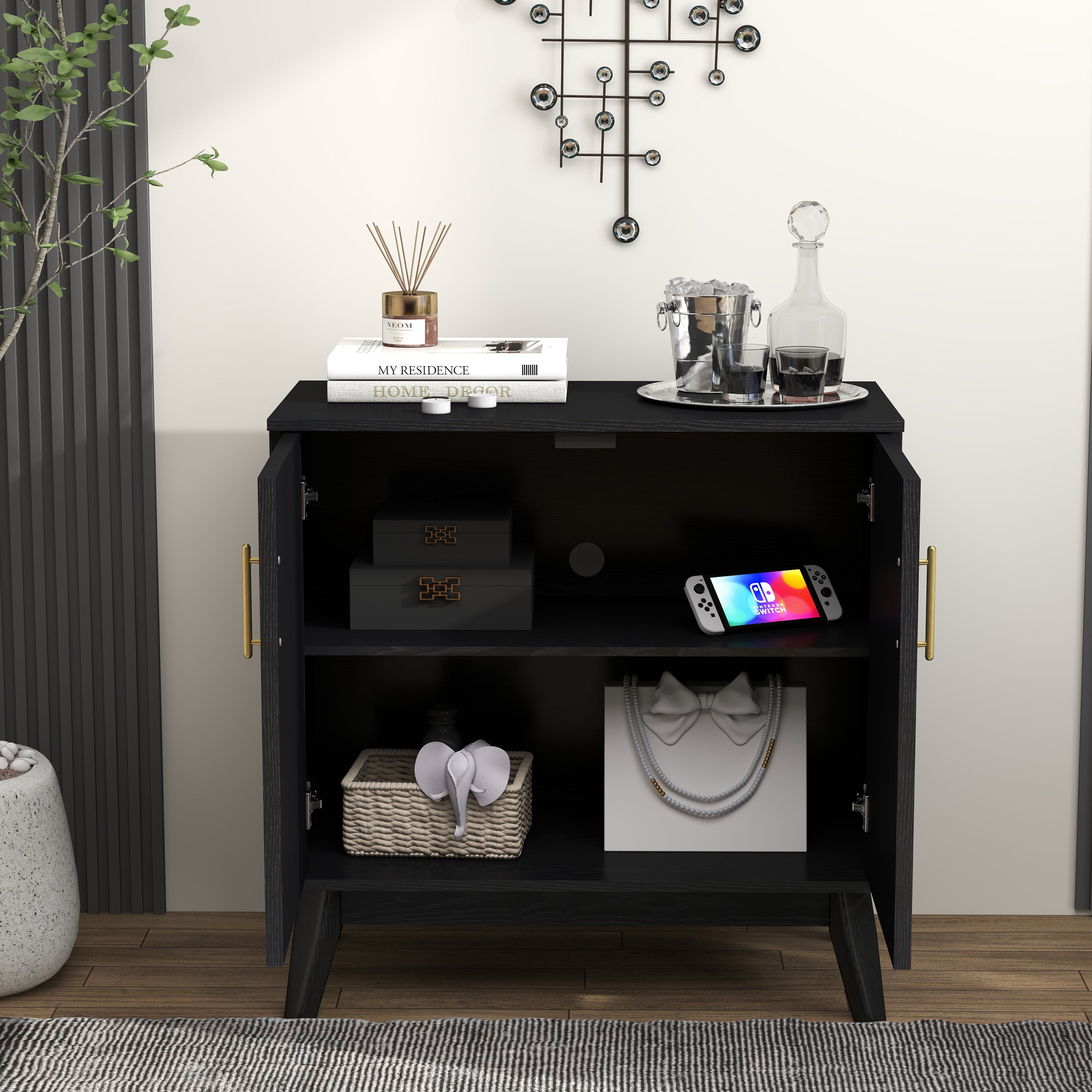 Meuble d'appoint cannelé Walker Edison | Style moderne du milieu du siècle