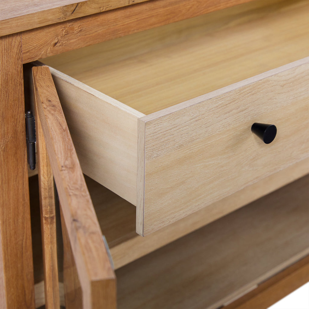 Buffet/meuble TV Harlow traditionnel à porte vitrée, montage facile