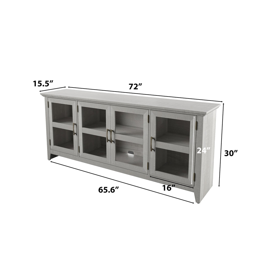 Meuble TV 72" avec portes en verre trempé
