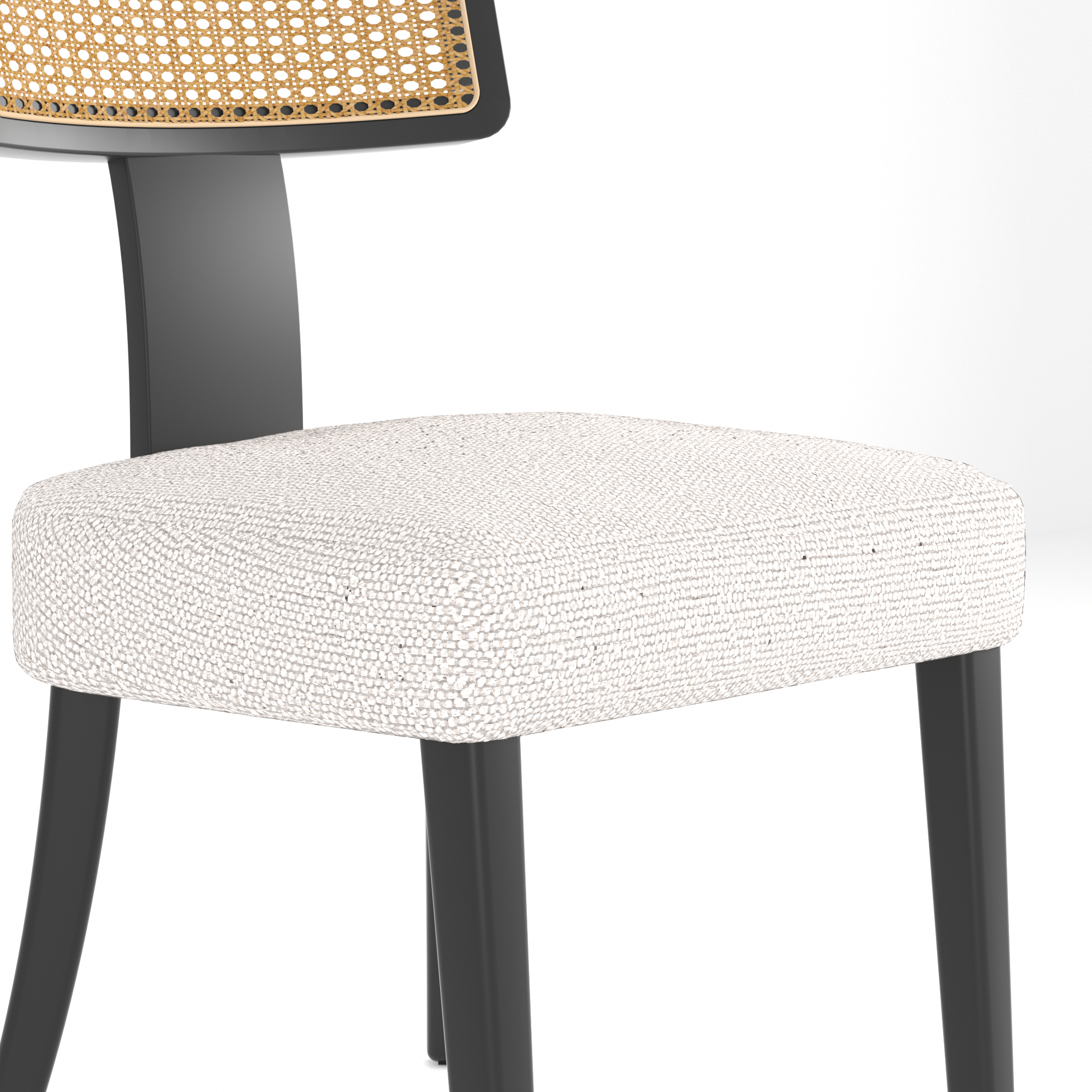 Ensemble de 2 chaises de salle à manger modernes du milieu du siècle en bois et rotin 