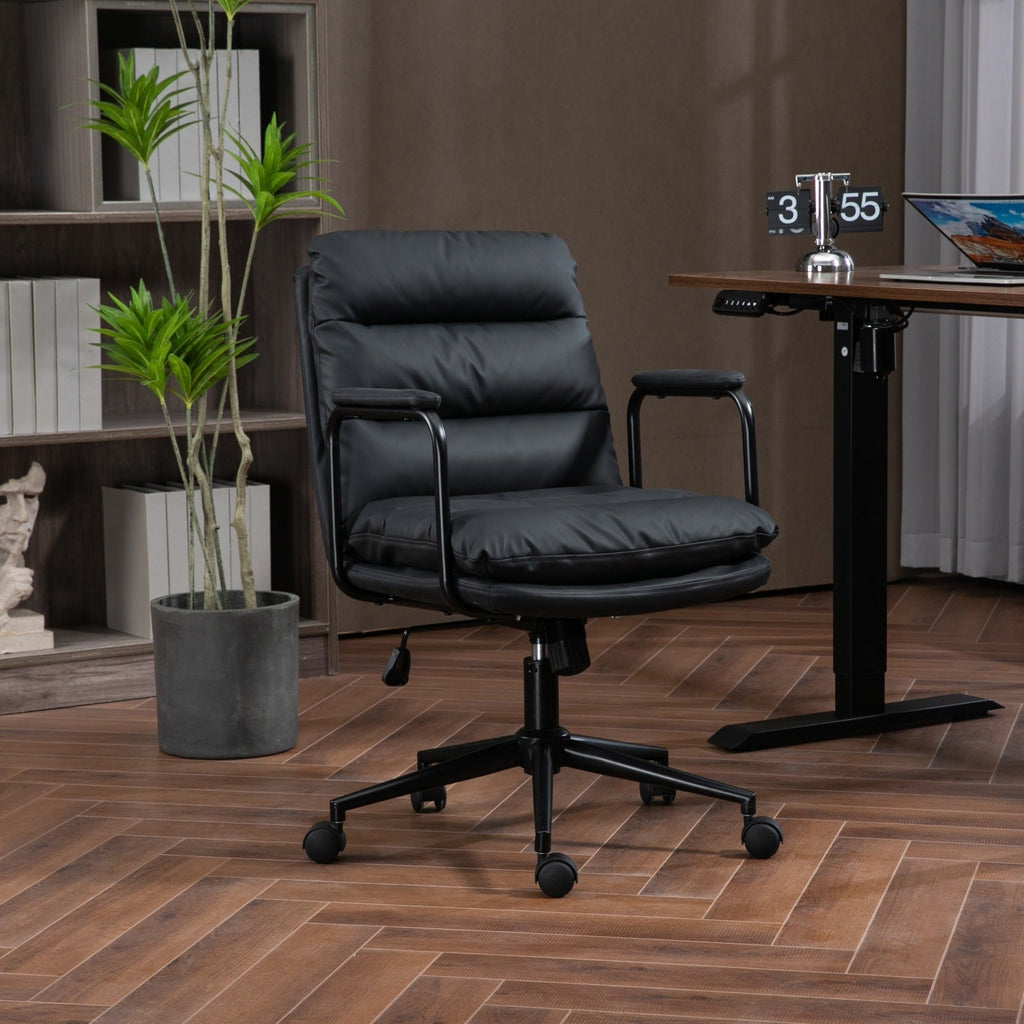 Walker Edison | Chaise de bureau pivotante à roulettes ergonomique en similicuir 