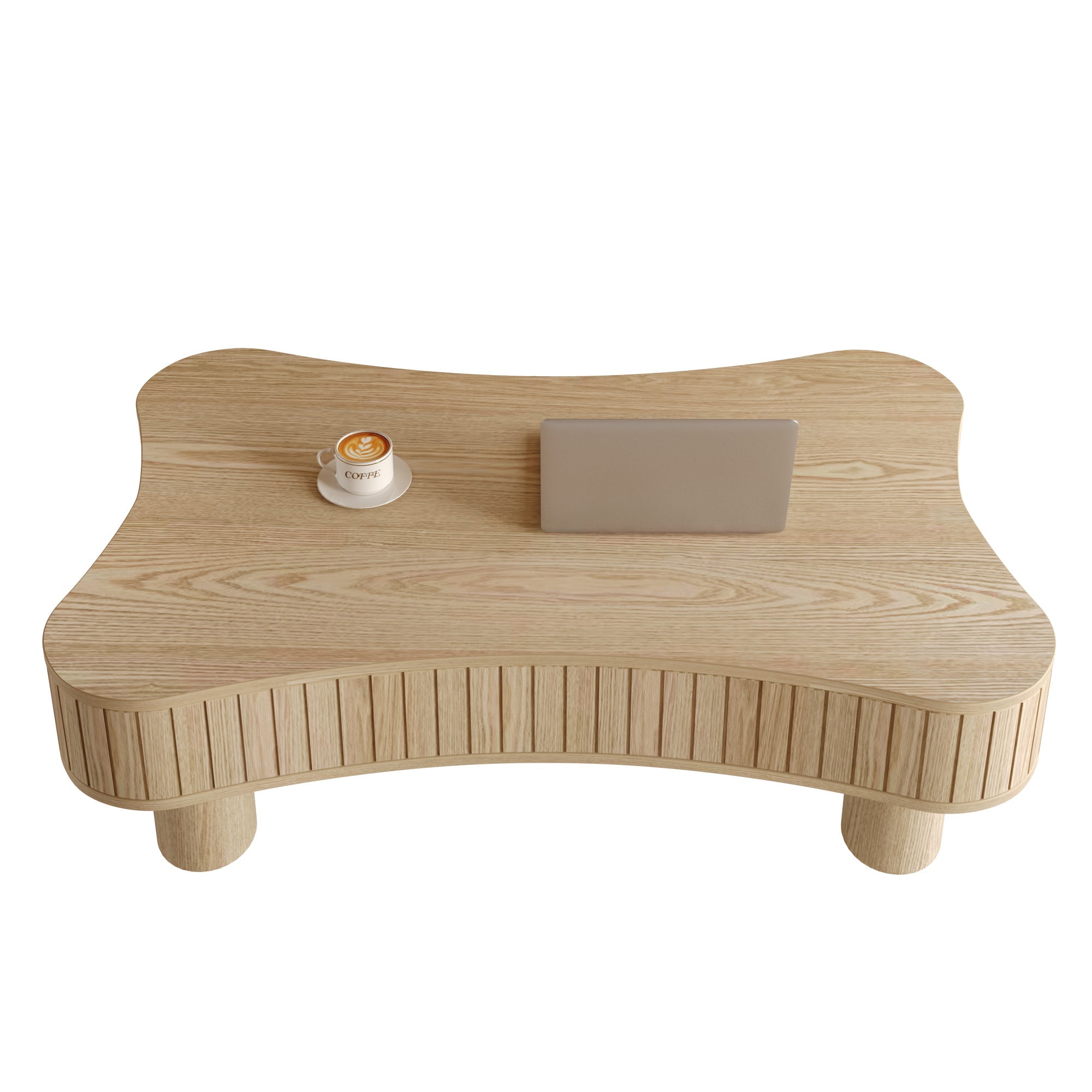 Walker Edison | Table basse et bureau à plateau relevable cannelé Curve Design 