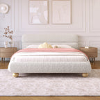 Walker Edison | Cadre de lit Queen contemporain en bouclette avec pieds ronds massifs 