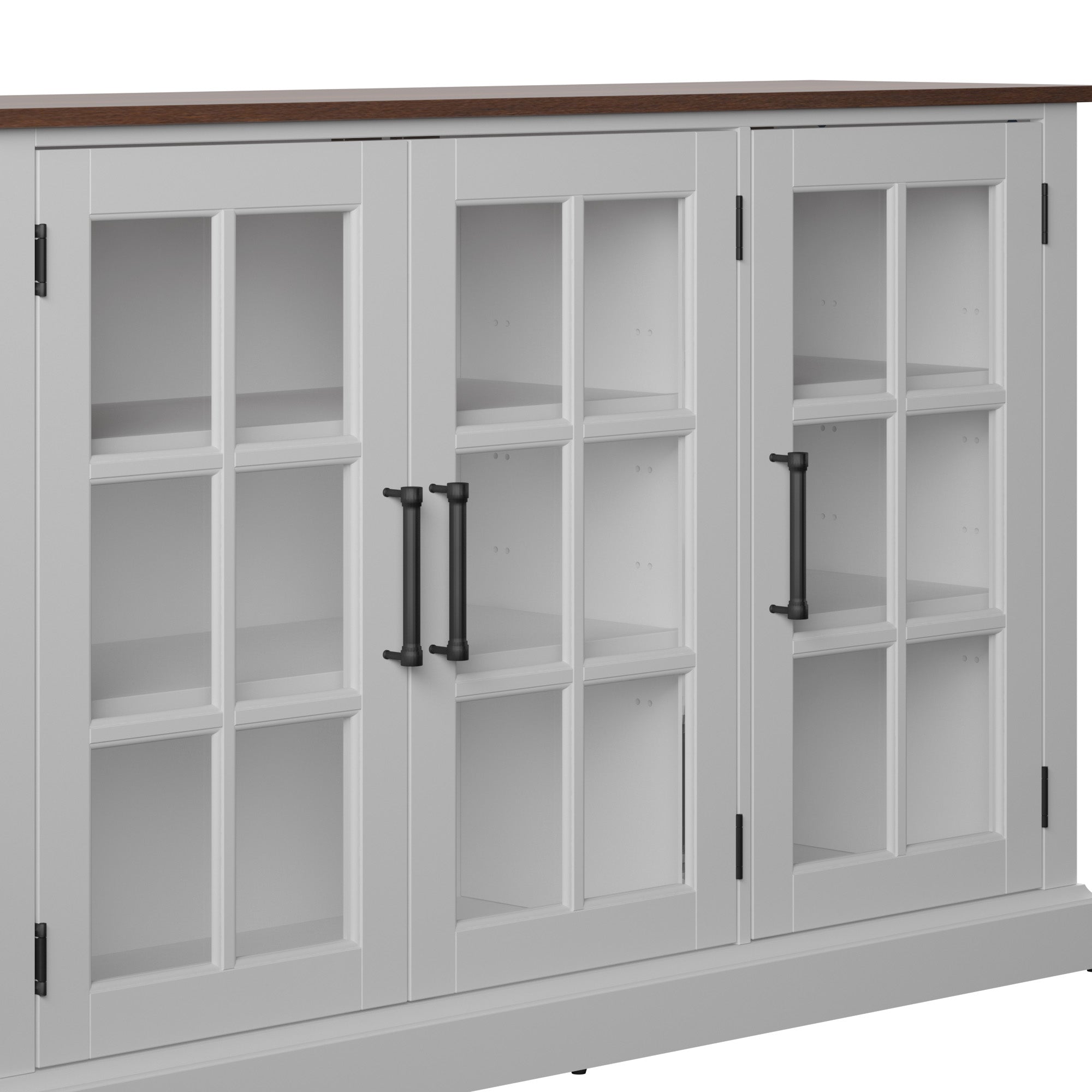 Buffet bicolore avec portes vitrées style ferme