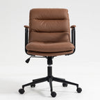 Walker Edison | Chaise de bureau pivotante ergonomique en similicuir marron 