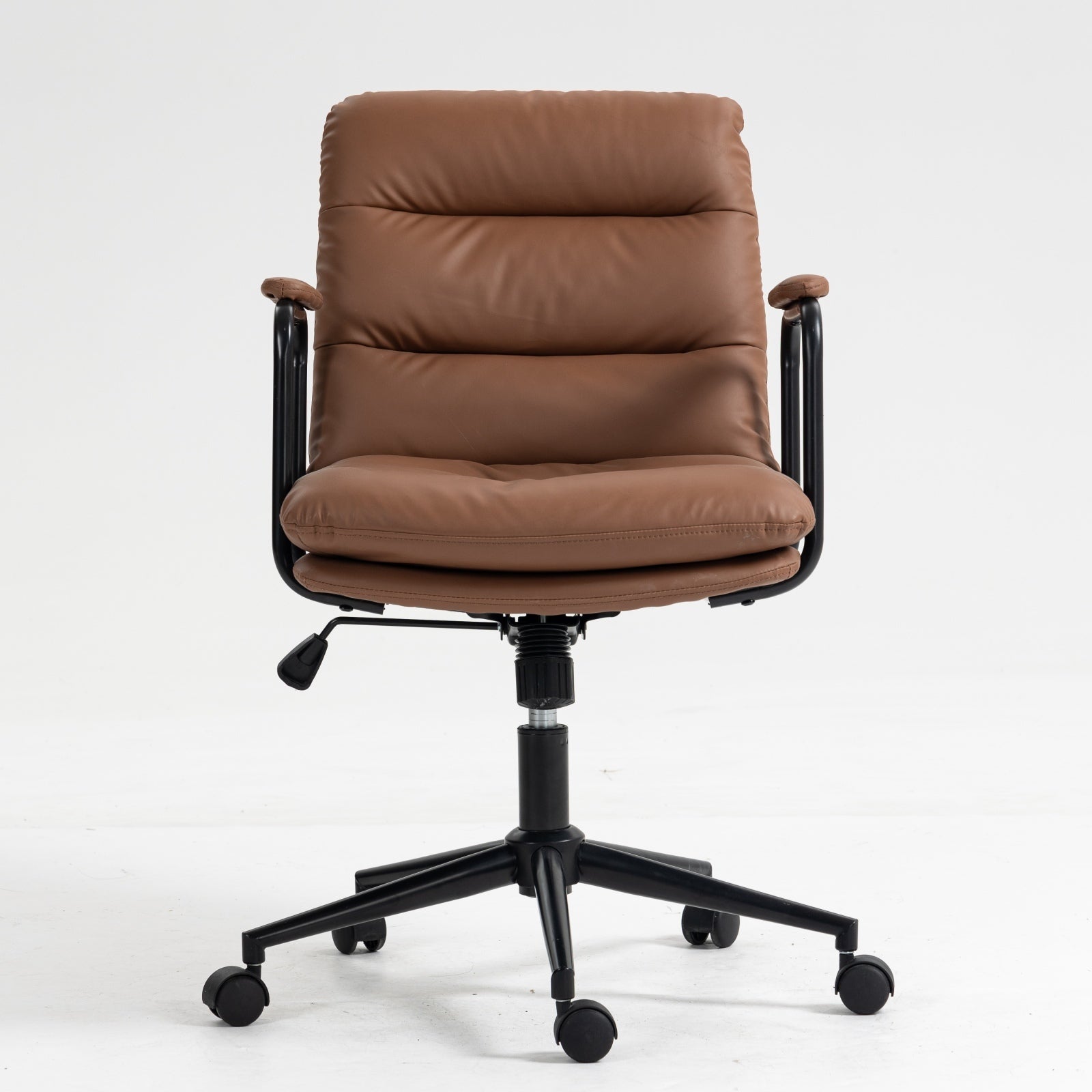 Walker Edison | Chaise de bureau pivotante ergonomique en similicuir marron 