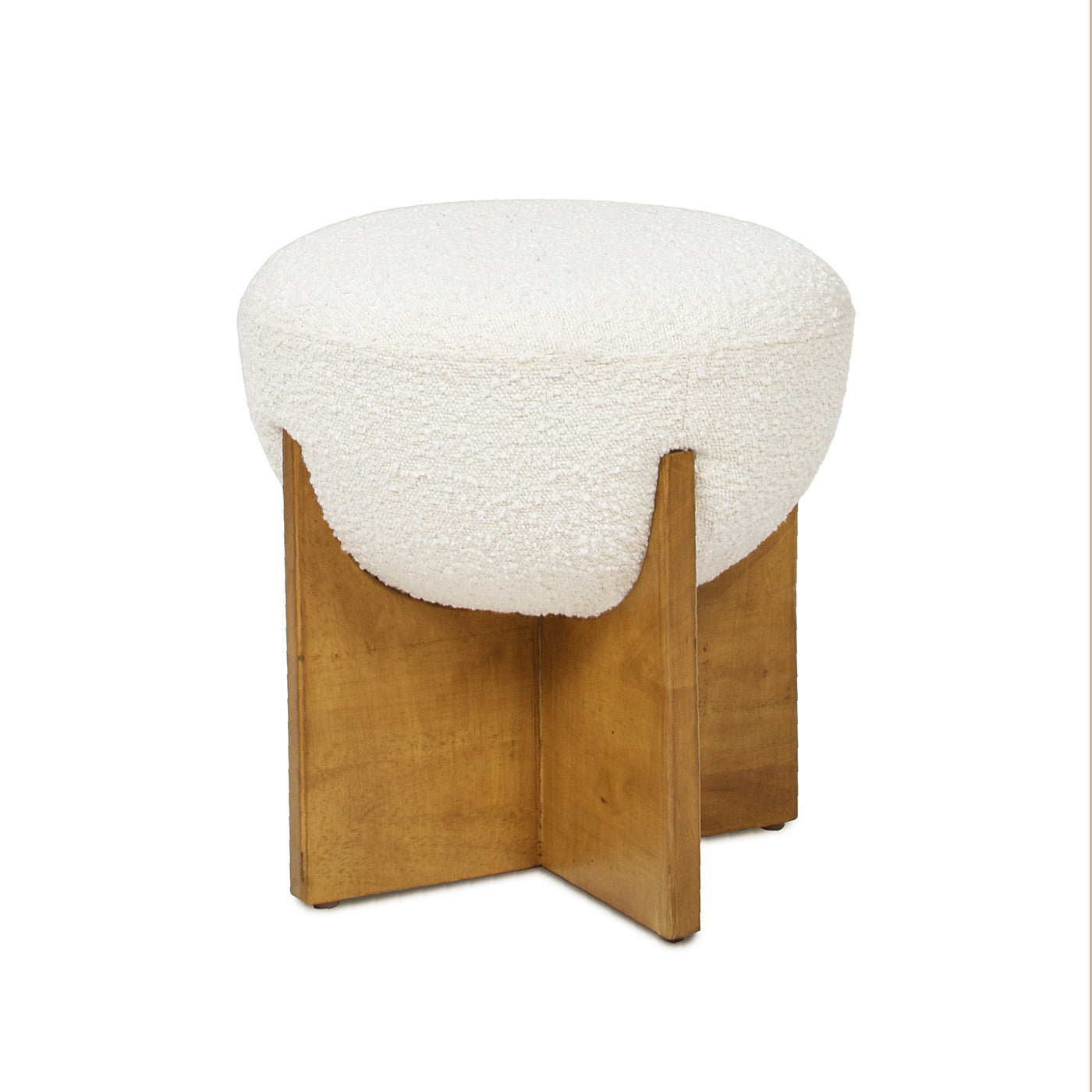 Walker Edison | Bali Pouf rond capitonné de 47 cm avec base en bois naturel