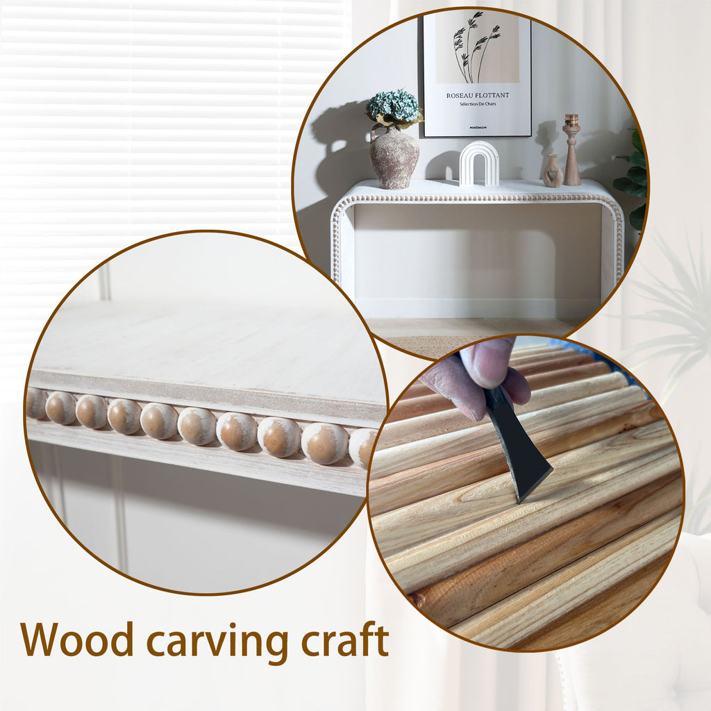 Table console d'entrée Walker Edison | Curve Design blanc délavé 59 