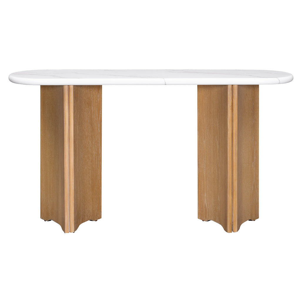 Console d'entrée ovale Walker Edison avec plateau en faux marbre 