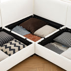 Walker Edison | Canapé d'angle contemporain en chenille blanche avec rangement et pouf