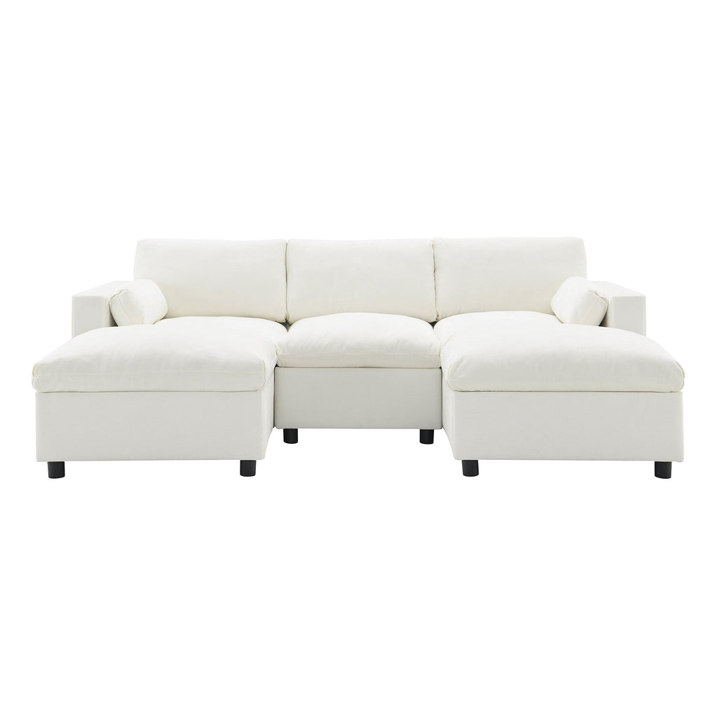 Canapé d'angle modulaire Cloud avec poches de rangement et 2 poufs amovibles