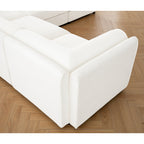 Walker Edison | Canapé d'angle contemporain en chenille blanche avec rangement et pouf