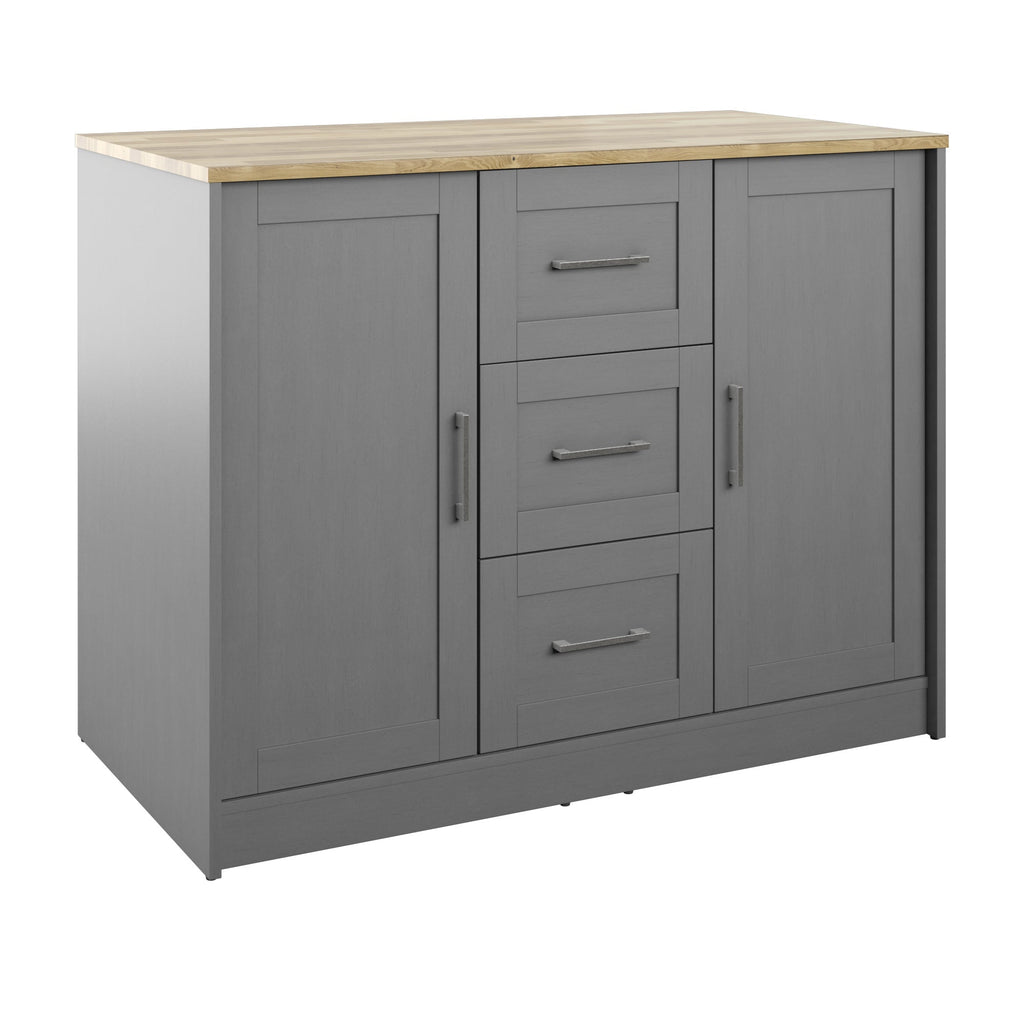 Îlot de cuisine classique et moderne avec plan de travail en bois massif