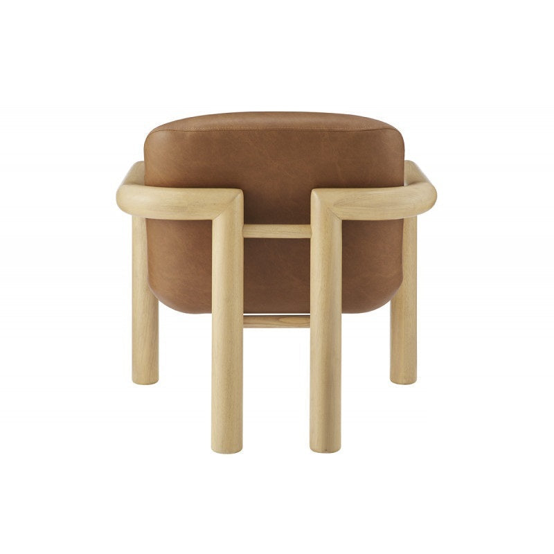 Fauteuil d'appoint moderne en similicuir avec structure en bois courbée et revêtement en bois courbé